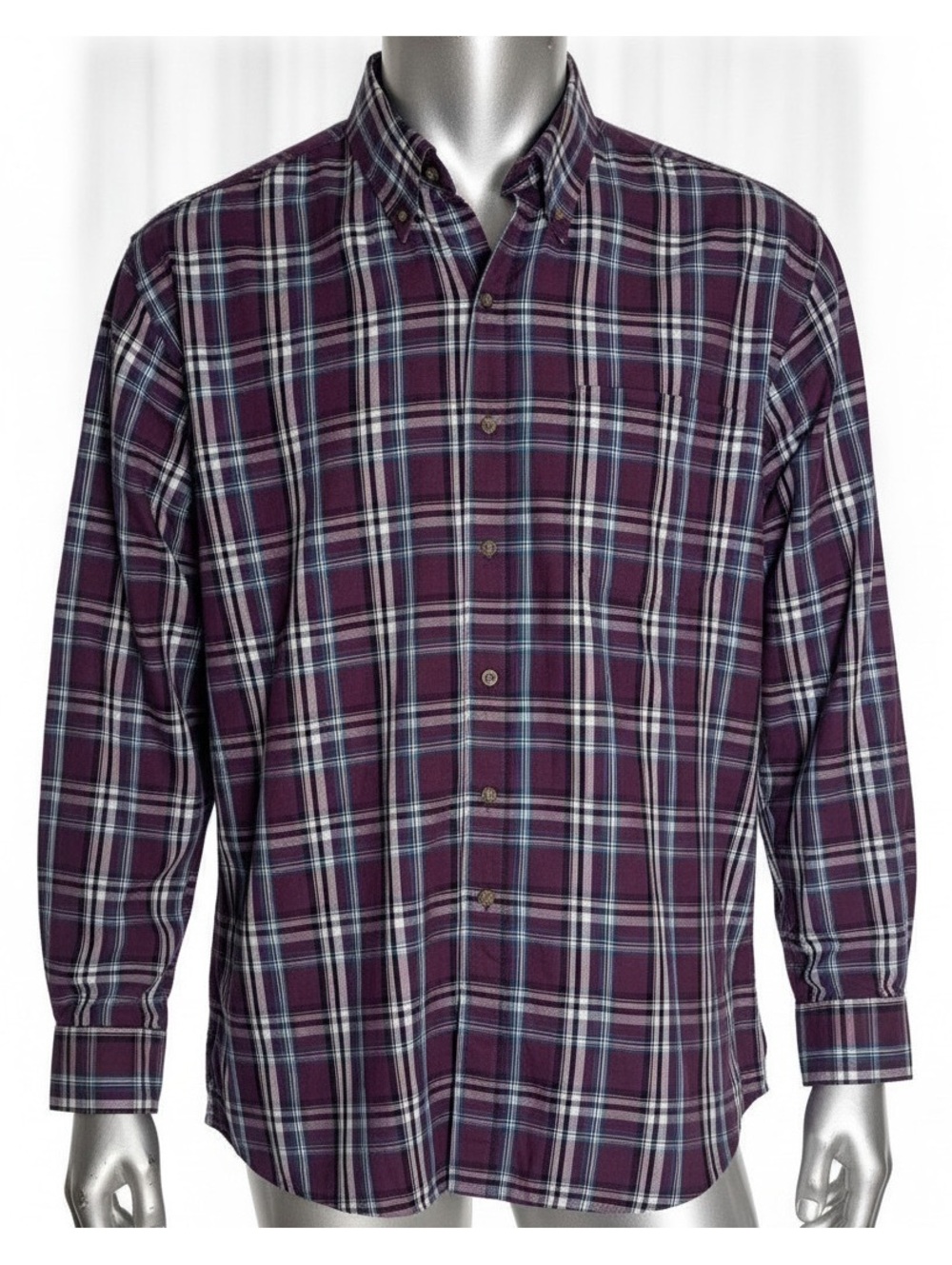HB Men's 3XL Purple Plaid Button-Up Shirt